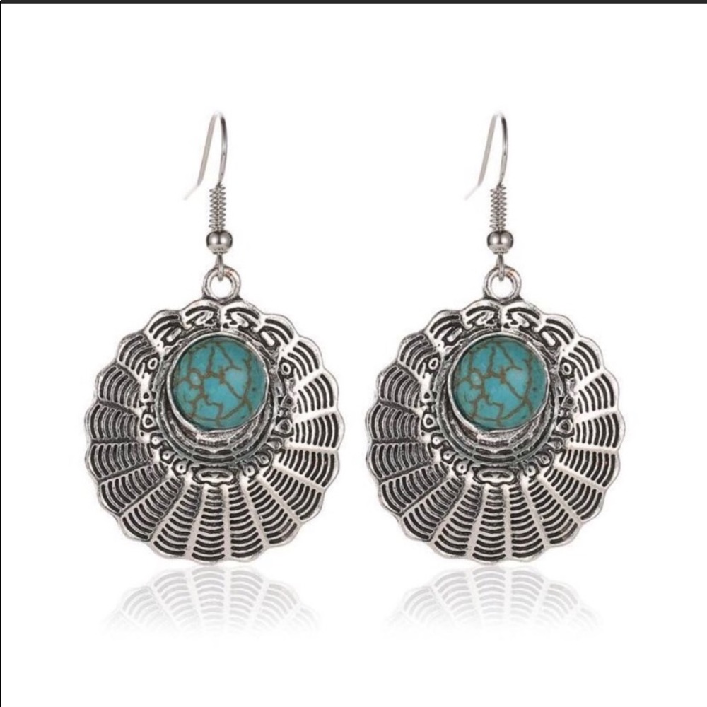 Faux Turquoise Silver Tone